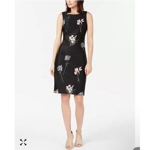 Calvin Klein Floral Embroidered Sheath Dress Sleeveless Womens Size 8